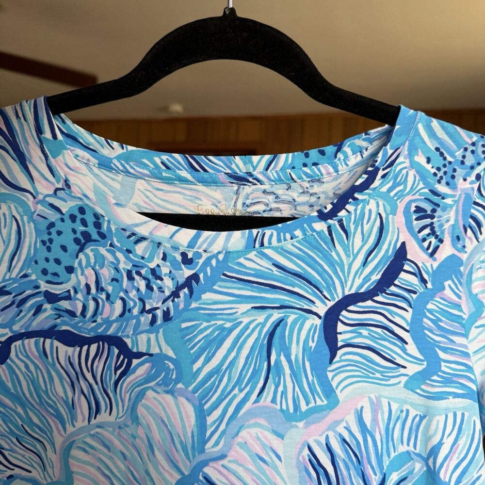 Lilly Pulitzer Cody Short Sleeve Swing Dress Blue Fishful Thinking Small Cotton - Picture 4 of 11